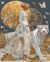 Картина по номерам с золотыми красками "Белый тигр" (400х500 мм)