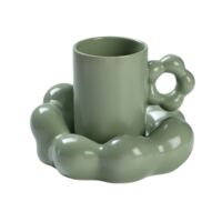 Чашка с блюдцем "Ромашка" (зелёный)