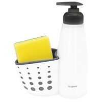 Дозатор для моющего средства с губкой (8х16х20 см; белый)