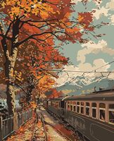 Картина по номерам "Электричка в осень" (400х500 мм)