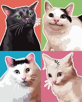 Картина по номерам "Мемные котики" (400х500 мм)