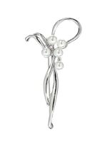 Брошь "Бантик с жемчугом" (белая в серебре)