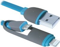 Кабель Defender USB10-03BP, MicroUSB-Lightning, 1 м (синий)