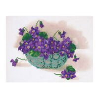 Канва с рисунком для вышивания бисером "Фиалки" (220х250 мм)