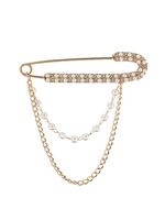 Брошь "Шик цепочки и жемчуга" (белая в золоте)