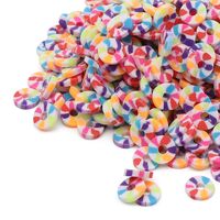 Бусины из полимерной глины "Колечки" (6 мм; сине-желтый пестрый микс)