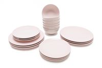 Набор тарелок (18 предметов; розовый)