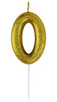 Свеча для торта "Цифра 0" (золотой)