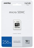 Карта памяти micro SDXC 256Gb Smartbuy Class 10 UHS-1 (с адаптером SD)