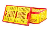 Ящик для хранения складной (47,5х34х23 cм; красно-желтый)