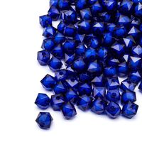 Бусины пластиковые "Граненый куб" (10 мм; темно-синий)
