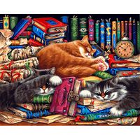 Картина по номерам "Библиотека кошек" (400х500 мм)