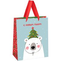 Пакет бумажный подарочный "Happy bear" (23х18х10 см)