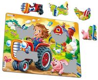 Пазл-рамка "Дети на ферме. Трактор" (15 элементов)