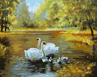 Картина по номерам "Лебеди в пруду" (400х500 мм)