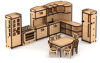 Сборная деревянная модель "Набор кукольной мебели. Кухня"