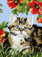 Картина по номерам "Котёнок в цветах" (400х300 мм)