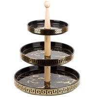 Блюдо-этажерка фарфоровое "Чёрный мрамор" (25х25х32,5 см; круглая)