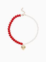 Бусы "Сердце" (красно-белый в золоте)