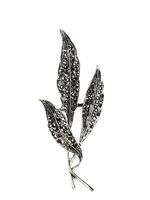 Брошь "Листья" (серая в чернёном серебре)