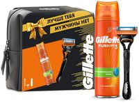 Подарочный набор "Gillette Fusion" (бритва, гель для бритья, чехол)