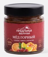 Мёд натуральный горный "Разнотравье с клюквой, лимоном и апельсином" (240 г)