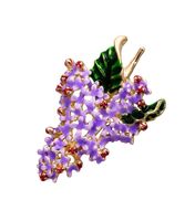 Брошь "Цветок сирени" (фиолетово-зелёная в золоте)