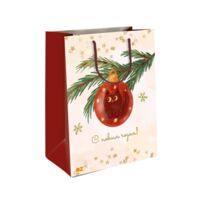 Подарочный бумажный пакет "Новогодняя игрушка. Котик" (23х18х10 см)