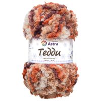 Пряжа "Тедди №11" (150 г; 35 м; оранжево-бежевый принт)