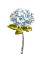 Брошь "Цветок Гортензии" (цветная в серебре)