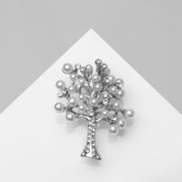 Брошь "Дерево заснеженное" (белый в серебре)