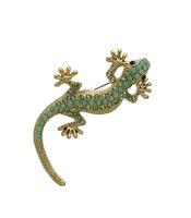 Брошь "Ящерица" (зелёная в золоте)