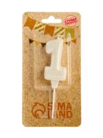 Свеча для торта "Праздник. Цифра 1" (жемчужный перламутр с блестками)