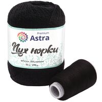 Пряжа "Пух норки №011" (50 г; 290 м; черный)