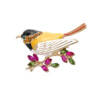Брошь "Птичка-синичка" (цветная в золоте)