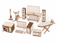 Сборная деревянная модель "Набор кукольной мебели. Бытовая техника для дома"