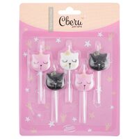 Набор свечей для торта "Котенок Принцесса" (5 шт.)