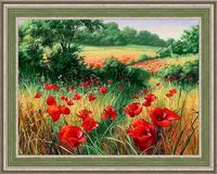 Алмазная вышивка-мозаика "Маки на лугу" (400х300 мм)