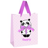 Пакет бумажный подарочный "Panda Gift Pink" (23х18х10 см)