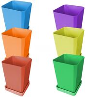 Набор горшков для цветов и рассады с индивидивидуальным поддоном и выдвижным дном (6 шт, микс)