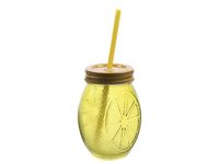 Стакан стеклянный с крышкой и соломинкой “Лимон” (450 мл)