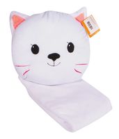 Мягкая игрушка-подушка с пледом "Белый котик Кисик" (37 см)
