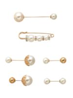 Набор булавок "Жемчуг" (6 шт.; белый в золоте)