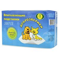 Подстилки впитывающие для животных "Доброзверики" (30 шт.; 40х60 см)