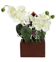 Цветок искусственный "Орхидея" (220 мм; белый)