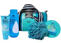 Подарочный набор "Ocean Vibes" (шампунь, крем для рук, бальзам для губ, мочалка)
