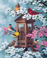 Картина по номерам "Весенние певчие птички" (400х500 мм)