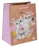 Пакет бумажный подарочный "Милые котята" (23х18х10 см)