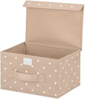 Коробка для хранения с крышкой "Бежевый горошек" (26х20х16 см)