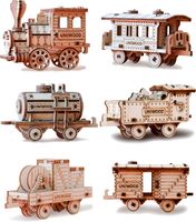 Сборная деревянная модель "Поезд с вагонами"